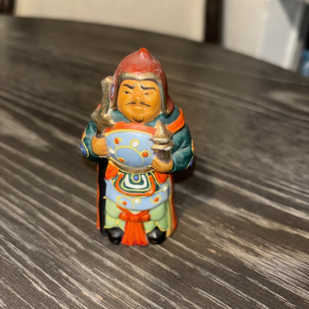 JAPANESE KUTANI SATSUMA MORIAGE BISHAMONTEN WAR & BATTLE 7 LUCKY GOD FIGURINE
